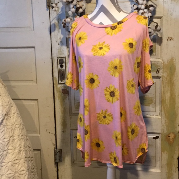 Tops - Woman’s Sunflower Cold Shoulder Top